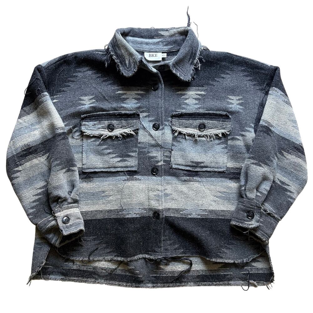 BKE Aztec Indie Shacket Southwestern Shirt Jacket Sherpa Western Button Medium